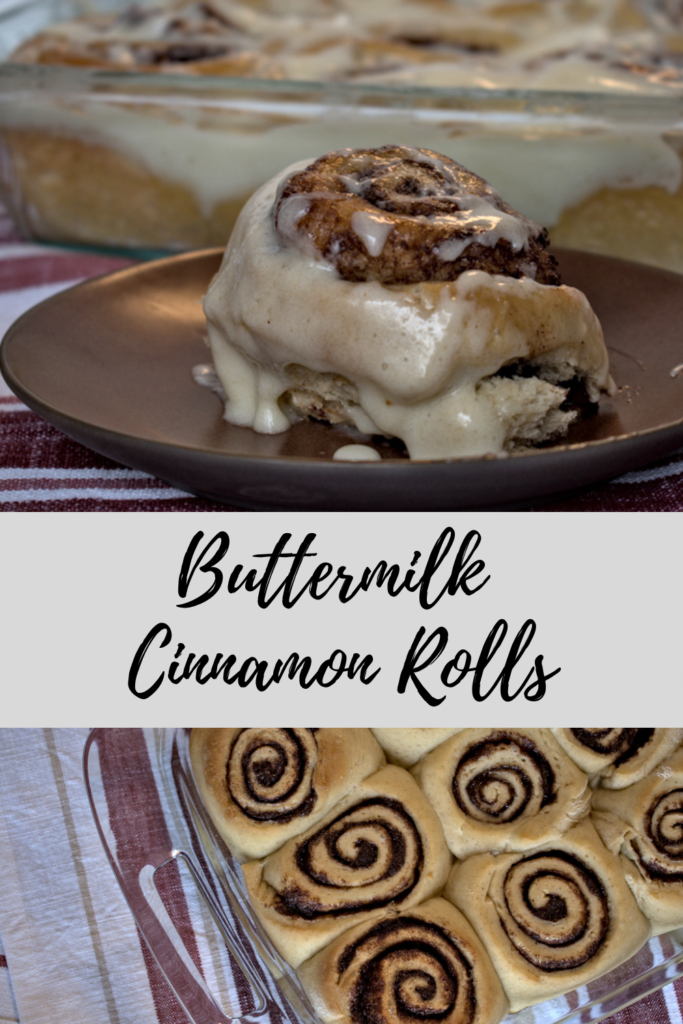 Pinterest pin for buttermilk cinnamon rolls 