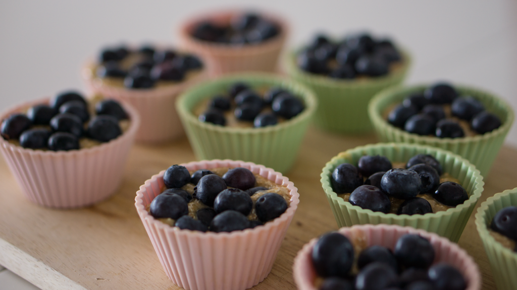 blueberry muffins in silicone baking cups