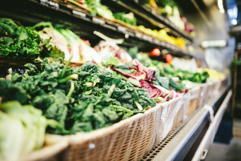 a closeup of the lettuce at a grocery store