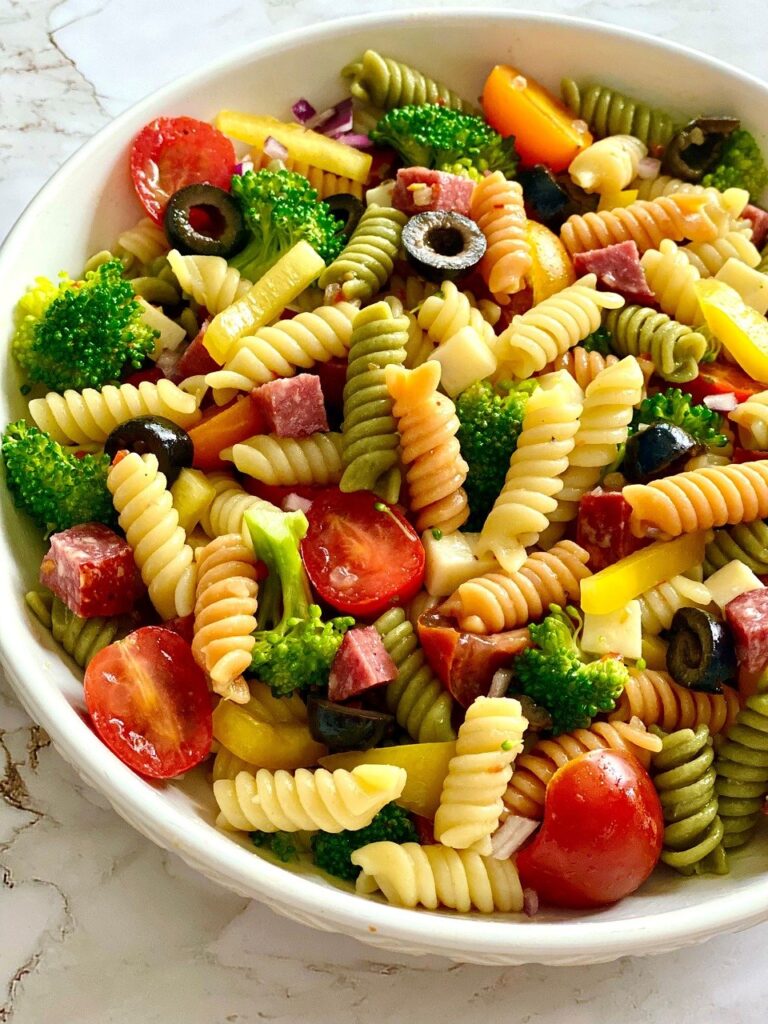 pasta salad in a big bowl